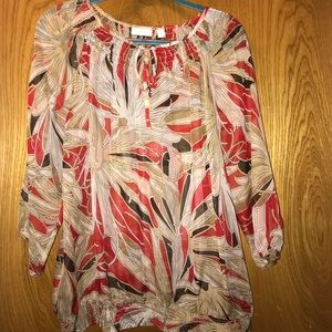 New York & Company Multi-color Sheer Top Size-XL